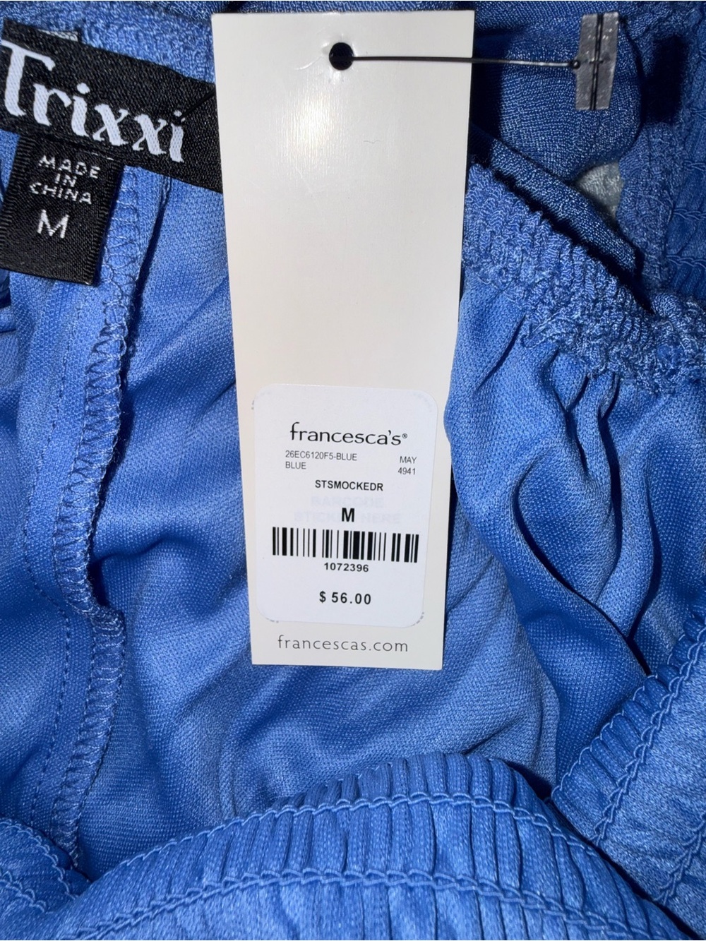 NWT Francesca’s Bridget Smocked Ruffle Tiered Mini Dress - size M - Picture 5 of 5